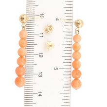 Load image into Gallery viewer, 14K Yellow Gold Pink Coral Beads Dangling Earrings
