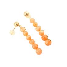 Load image into Gallery viewer, 14K Yellow Gold Pink Coral Beads Dangling Earrings