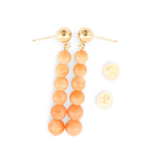 Load image into Gallery viewer, 14K Yellow Gold Pink Coral Beads Dangling Earrings