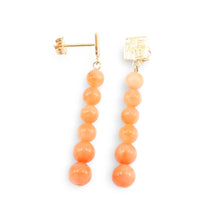 Load image into Gallery viewer, Natural Pink Coral Bead 14K Solid Yellow Gold Joy Dangling Earrings