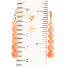 Load image into Gallery viewer, Natural Pink Coral Bead 14K Solid Yellow Gold Joy Dangling Earrings