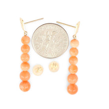 Load image into Gallery viewer, Natural Pink Coral Bead 14K Solid Yellow Gold Joy Dangling Earrings