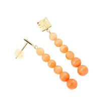 Load image into Gallery viewer, Natural Pink Coral Bead 14K Solid Yellow Gold Joy Dangling Earrings