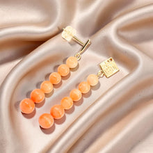 Load image into Gallery viewer, Natural Pink Coral Bead 14K Solid Yellow Gold Joy Dangling Earrings