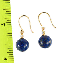 Load image into Gallery viewer, 14k Yellow Gold Sparkling Diamond &amp; Blue Lapis Lazuli Hook Earrings
