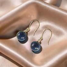 Load image into Gallery viewer, 14k Yellow Gold Sparkling Diamond &amp; Blue Lapis Lazuli Hook Earrings