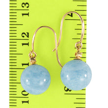 Load image into Gallery viewer, 14k Yellow Gold Sparkling Diamond &amp; 10mm Aquamarine Hook Earrings