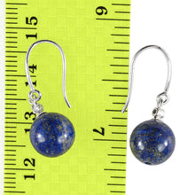 Load image into Gallery viewer, 14k White Gold Sparkling Diamond &amp; Blue Lapis Lazuli Hook Earrings
