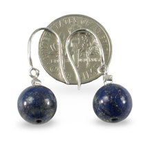 Load image into Gallery viewer, 14k White Gold Sparkling Diamond &amp; Blue Lapis Lazuli Hook Earrings