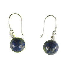 Load image into Gallery viewer, 14k White Gold Sparkling Diamond &amp; Blue Lapis Lazuli Hook Earrings