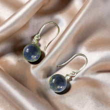 Load image into Gallery viewer, 14k White Gold Sparkling Diamond &amp; Blue Lapis Lazuli Hook Earrings