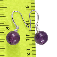 Load image into Gallery viewer, 14k White Gold Sparkling Diamond &amp; Genuine Purple Amethyst Hook Earrings