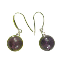 Load image into Gallery viewer, 14k White Gold Sparkling Diamond &amp; Genuine Purple Amethyst Hook Earrings