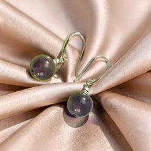 Load image into Gallery viewer, 14k White Gold Sparkling Diamond &amp; Genuine Purple Amethyst Hook Earrings