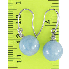 Load image into Gallery viewer, 14k White Gold Sparkling Diamond &amp; Aquamarine Hook Earrings