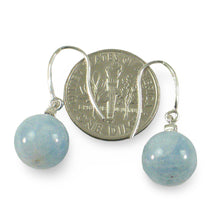 Load image into Gallery viewer, 14k White Gold Sparkling Diamond &amp; Aquamarine Hook Earrings
