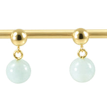 Load image into Gallery viewer, A Well Match Dangle Stud Earrings Blue Aquamarine 14k Yellow Solid Gold