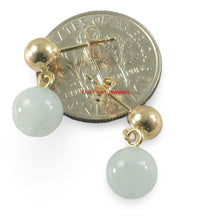 Load image into Gallery viewer, A Well Match Dangle Stud Earrings Blue Aquamarine 14k Yellow Solid Gold