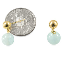 Load image into Gallery viewer, A Well Match Dangle Stud Earrings Blue Aquamarine 14k Yellow Solid Gold