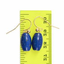 Load image into Gallery viewer, 14kt Solid Yellow Gold Fish Hook Earrings Natural Gemstone Blue Lapis