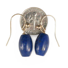 Load image into Gallery viewer, 14kt Solid Yellow Gold Fish Hook Earrings Natural Gemstone Blue Lapis