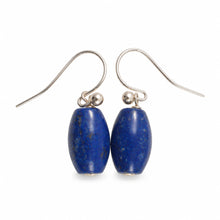 Load image into Gallery viewer, 14kt Solid Yellow Gold Fish Hook Earrings Natural Gemstone Blue Lapis