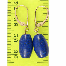 Load image into Gallery viewer, 14kt Solid Yellow Gold Leverback Natural Gemstone Blue Lapis Earrings
