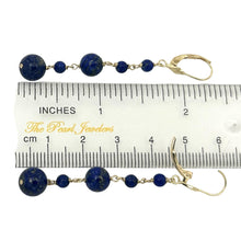 Load image into Gallery viewer, 14k Yellow Gold Lever Back Blue Lapis Lazuli Handcrafted Drop Earrings