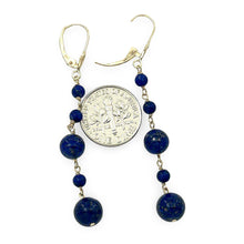 Load image into Gallery viewer, 14k Yellow Gold Lever Back Blue Lapis Lazuli Handcrafted Drop Earrings