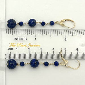 1301111 BLUE LAPIS LAZULI HANDCRAFTED 14K YELLOW GOLD LEVER BACK DROP EARRINGS