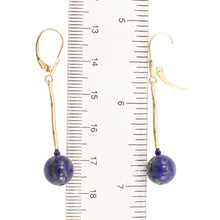 Load image into Gallery viewer, 14kt Yellow Gold Leverback Blue Lapis Lazuli Dangling Earrings