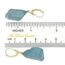 Load image into Gallery viewer, Baroque Rough Aquamarine 14k Yellow Solid Gold Leverback Earrings
