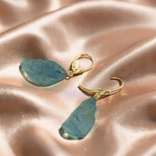 Load image into Gallery viewer, Baroque Rough Aquamarine 14k Yellow Solid Gold Leverback Earrings