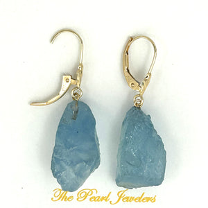 1301130B BAROQUE ROUGH AQUAMARINE 14K YELLOW GOLD LEVERBACK EARRINGS