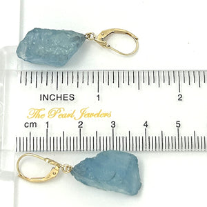 1301130B BAROQUE ROUGH AQUAMARINE 14K YELLOW GOLD LEVERBACK EARRINGS