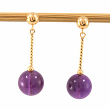 Load image into Gallery viewer, Amethyst 14k Yellow Gold 4mm Ball Twist Tube Earrings