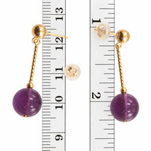 Load image into Gallery viewer, Amethyst 14k Yellow Gold 4mm Ball Twist Tube Earrings