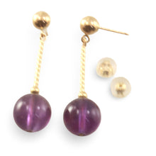 Load image into Gallery viewer, Amethyst 14k Yellow Gold 4mm Ball Twist Tube Earrings