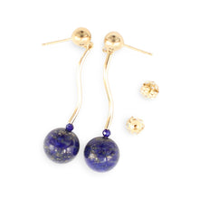 Load image into Gallery viewer, 14K Yellow Gold Blue Lapis Lazuli Dangling Earrings