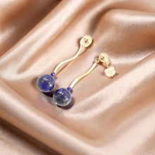 Load image into Gallery viewer, 14K Yellow Gold Blue Lapis Lazuli Dangling Earrings