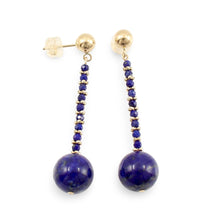 Load image into Gallery viewer, Blue Lapis Lazuli 14K Yellow Gold Dangling Earrings