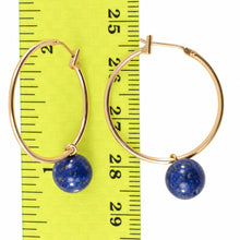 Load image into Gallery viewer, 14k Yellow Gold 25 X 1.25mm Hoop 8-8.5mm Blue Lapis Lazuli Dangle Earrings