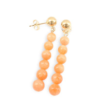Load image into Gallery viewer, Pink Coral Beads 14K Yellow Gold Dangling Earrings