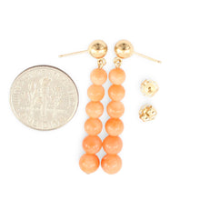 Load image into Gallery viewer, Pink Coral Beads 14K Yellow Gold Dangling Earrings