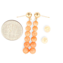 Load image into Gallery viewer, Pink Coral Beads 14K Yellow Gold Dangling Earrings