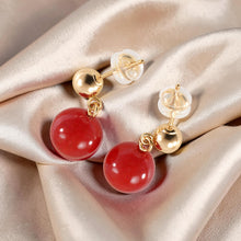 Load image into Gallery viewer, Well Match Dangle Stud Earrings 8-8.5mm Red Carnelian 14kt Solid Yellow Gold
