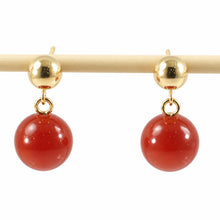 Load image into Gallery viewer, Well Match Dangle Stud Earrings 8-8.5mm Red Carnelian 14kt Solid Yellow Gold