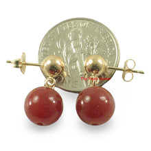 Load image into Gallery viewer, Well Match Dangle Stud Earrings 8-8.5mm Red Carnelian 14kt Solid Yellow Gold