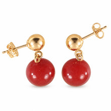 Load image into Gallery viewer, Well Match Dangle Stud Earrings 8-8.5mm Red Carnelian 14kt Solid Yellow Gold