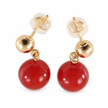 Load image into Gallery viewer, Well Match Dangle Stud Earrings 8-8.5mm Red Carnelian 14kt Solid Yellow Gold
